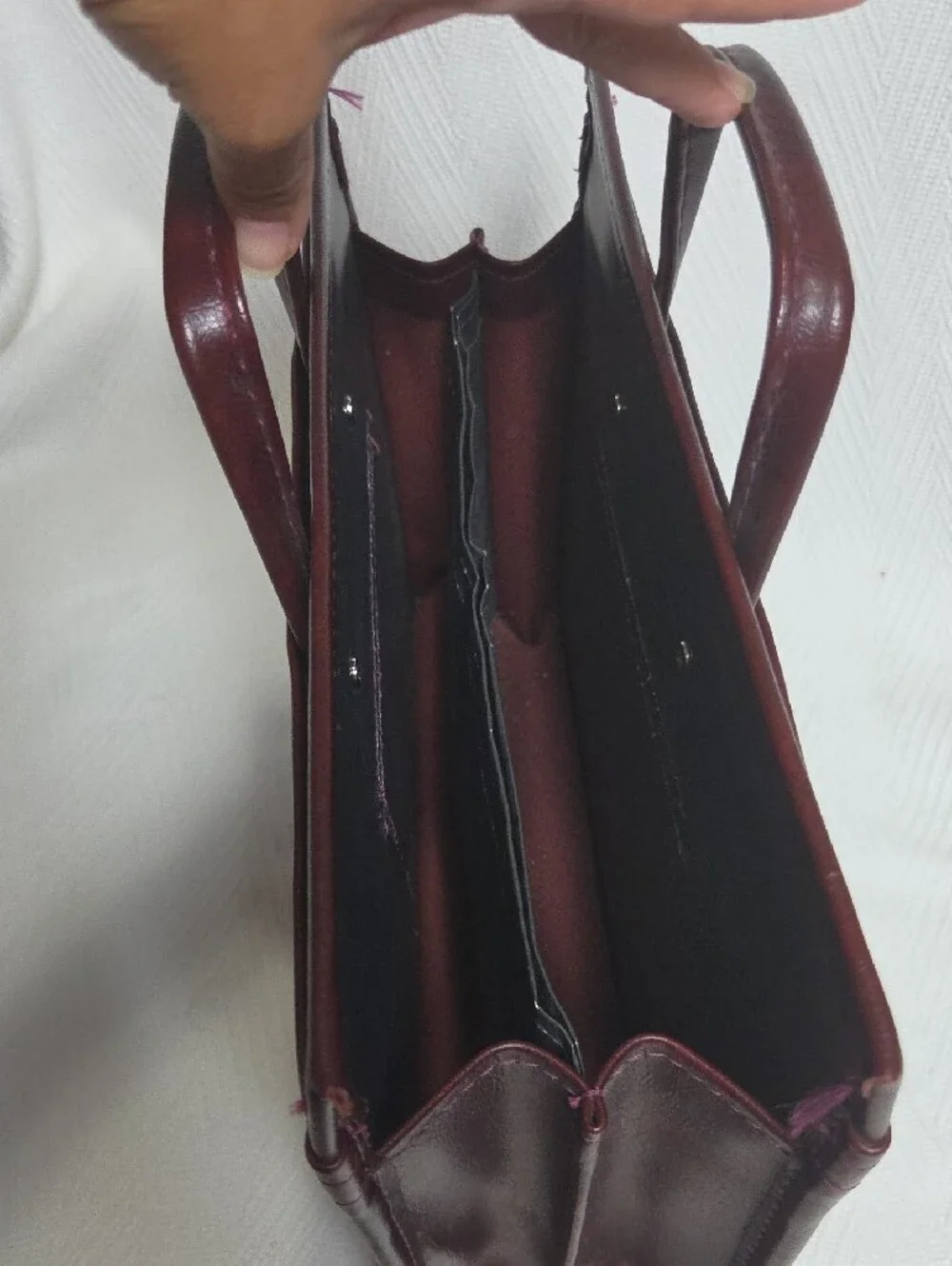 Vintage Stoops Burgundy Faux Leather Portfolio Briefcase Organizer Bag Handled